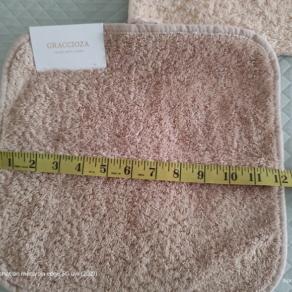 GRACCIOZA EGOIST WASHCLOTHS EGYPTIAN COTTON GIZA 800 GSM WHEAT-LINEN TWO 12x12 - Picture 5 of 5